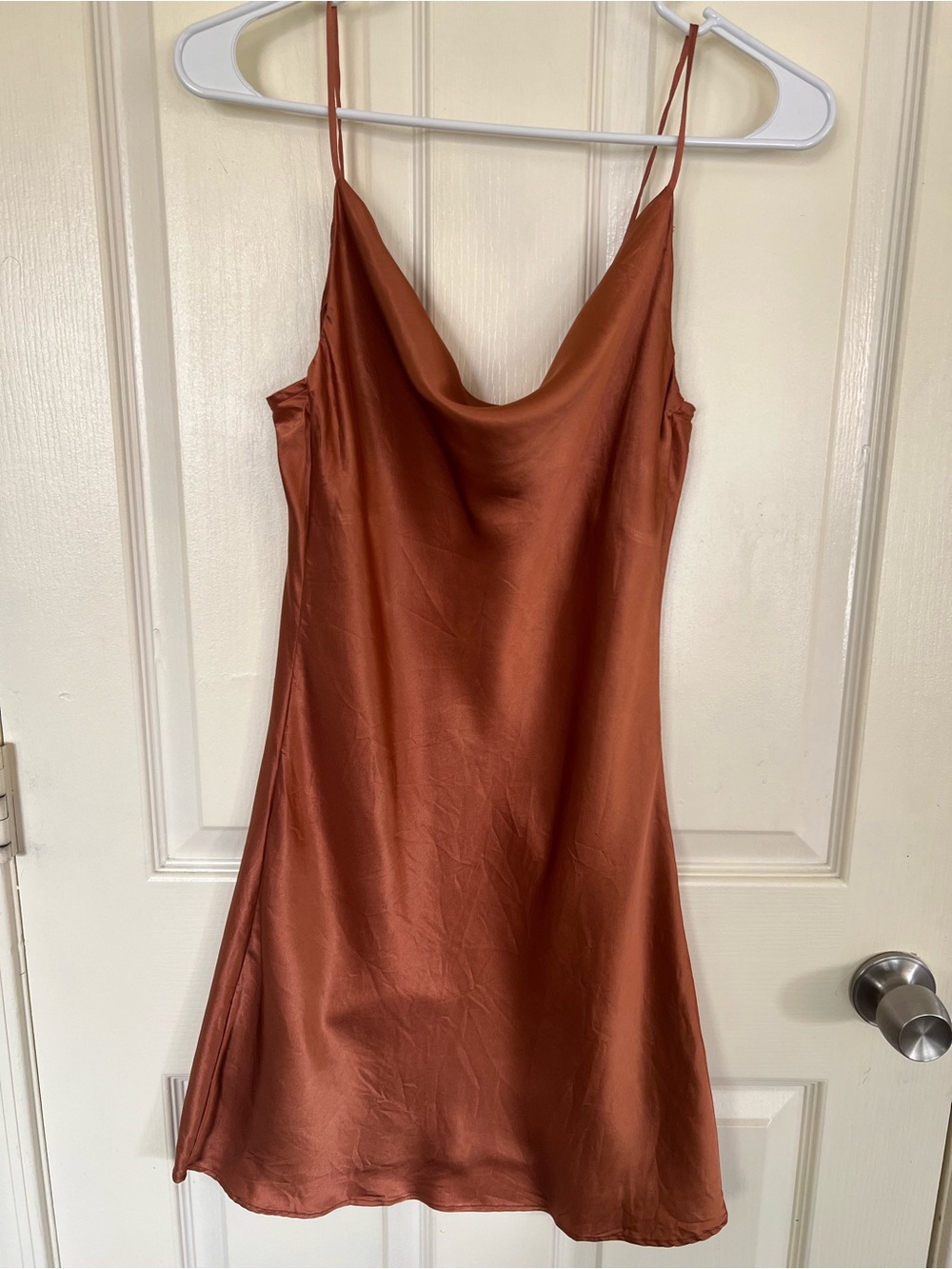 Noiri Olivia 100% Silk Cowl Neck Dress Copper Size S